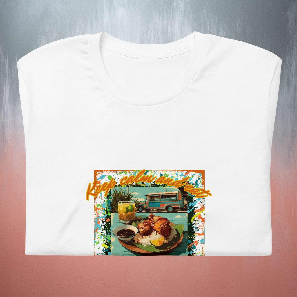 Folded Keep Calm and Eat Adobo street food graphic t-shirt