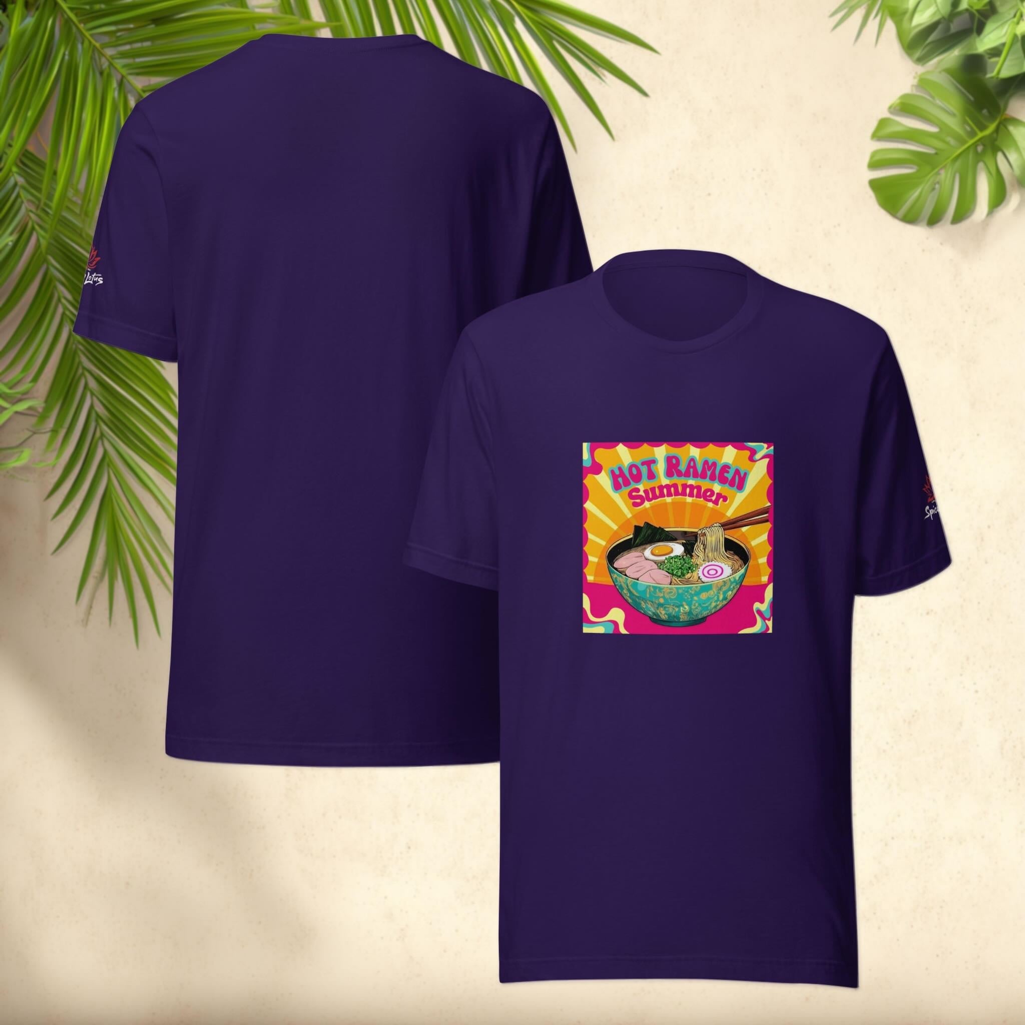 Front/Back view of Hot Ramen Summer graphic Ghost t-shirt