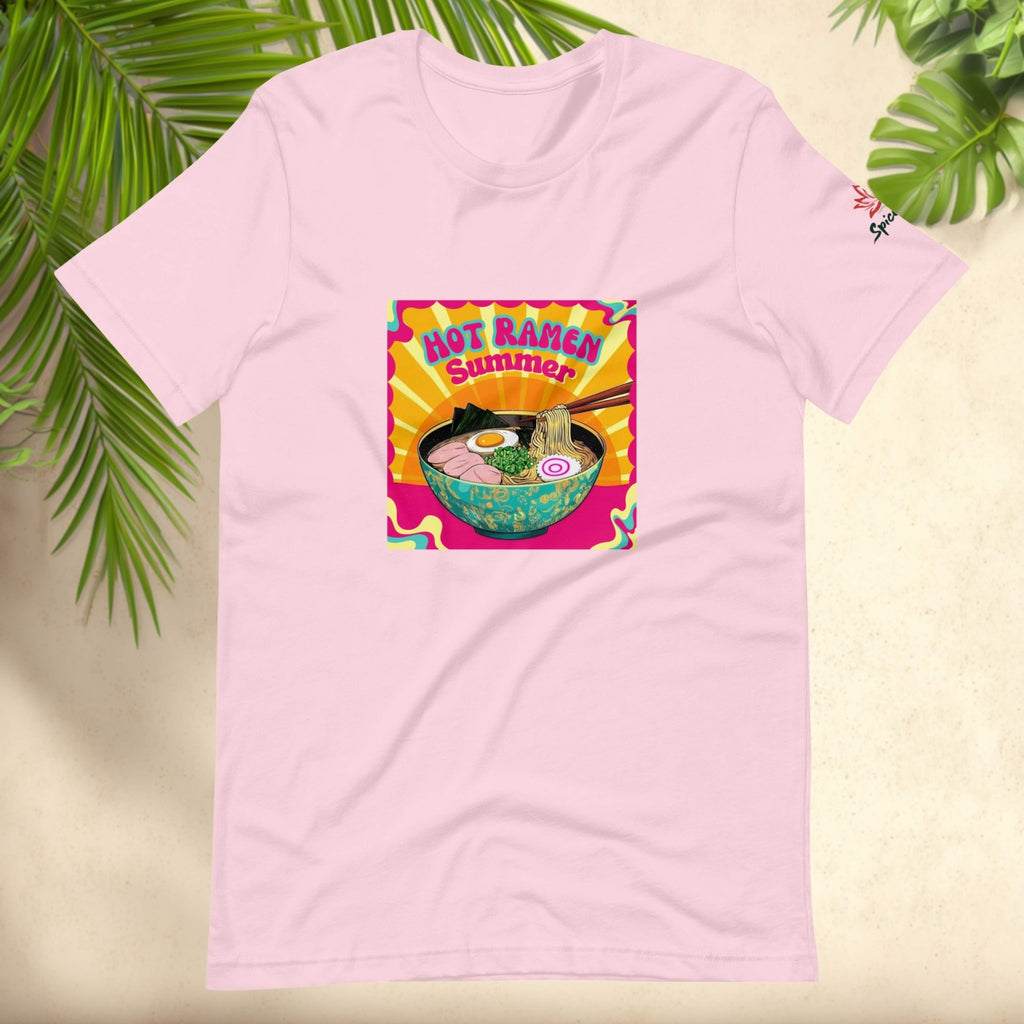 Flatlay front Hot Ramen Summer Japanese food graphic t-shirt