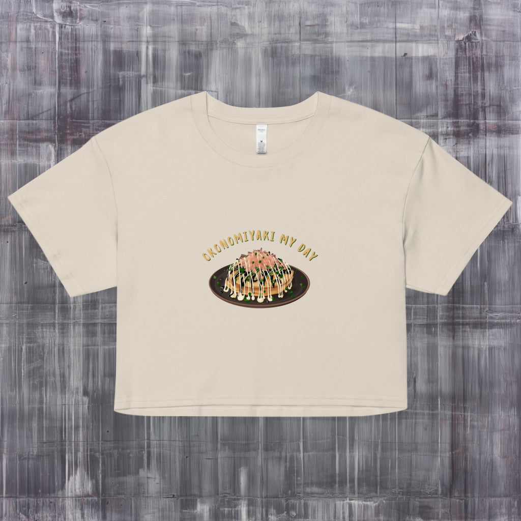Flatlay pastel street food crop top