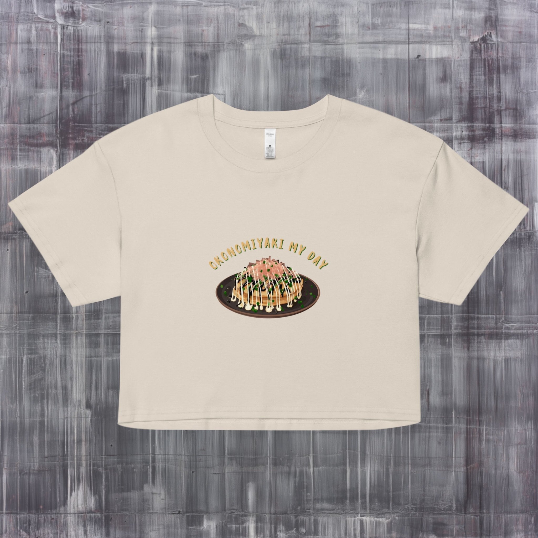 Flatlay pastel street food crop top