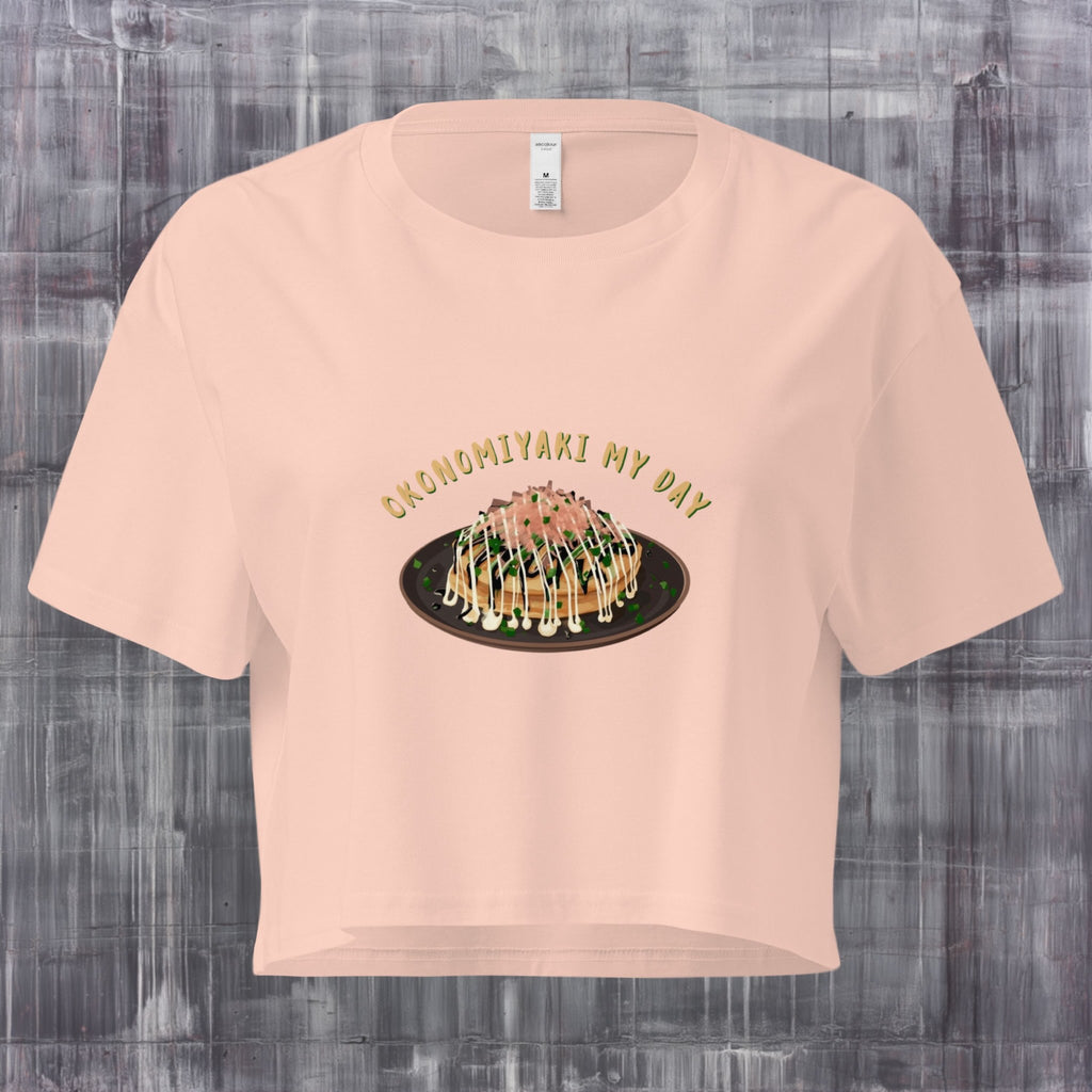 Dropped shoulder and cropped hem detail on pastel street food crop top Ghost