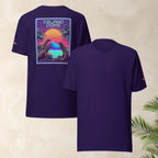 Retro-futuristic synthwave lizard graphic front/back ghost shirt