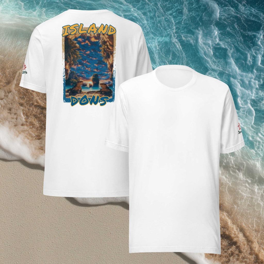 Front/back view Bella+Canvas 3001 unisex ghost T-shirt showing komodo dragons in Thailand (Krabi)
