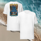 Front/back view Bella+Canvas 3001 unisex ghost T-shirt showing komodo dragons in Thailand (Krabi)