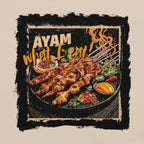 DTG print detail on Ayam What I Eat street food graphic tee