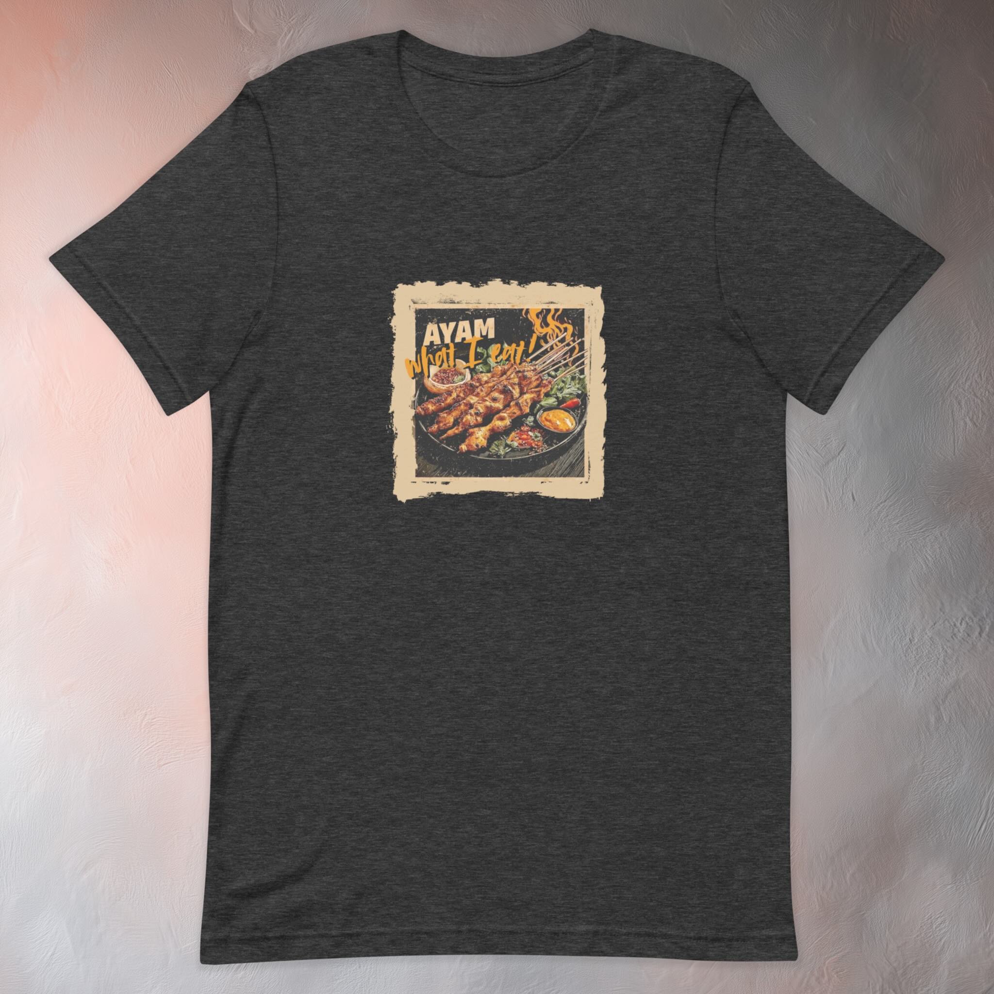 Front view Ayam What I Eat flatlay t-shirt regular unisex fit