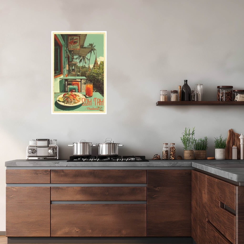 Thai street food kitchen décor poster