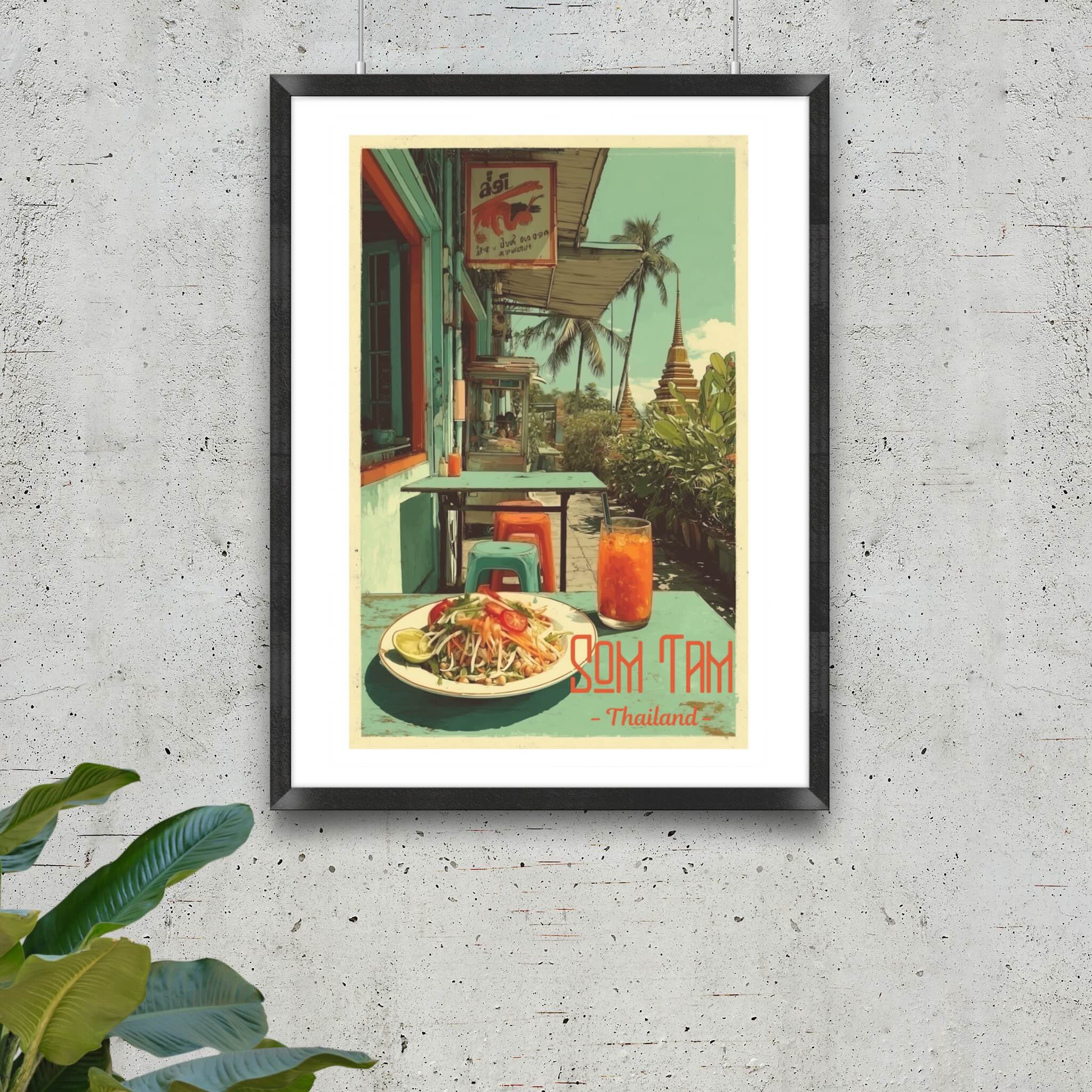 Som Tam papaya salad illustration wall art