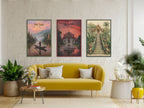 Three travel canvas from Myanmar and Thailand on living room wall