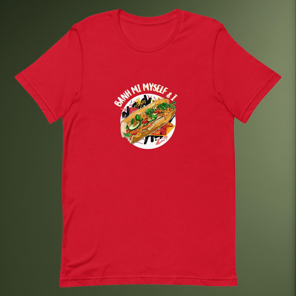Front view of Banh Mi Myself & I graphic flatlay t-shirt