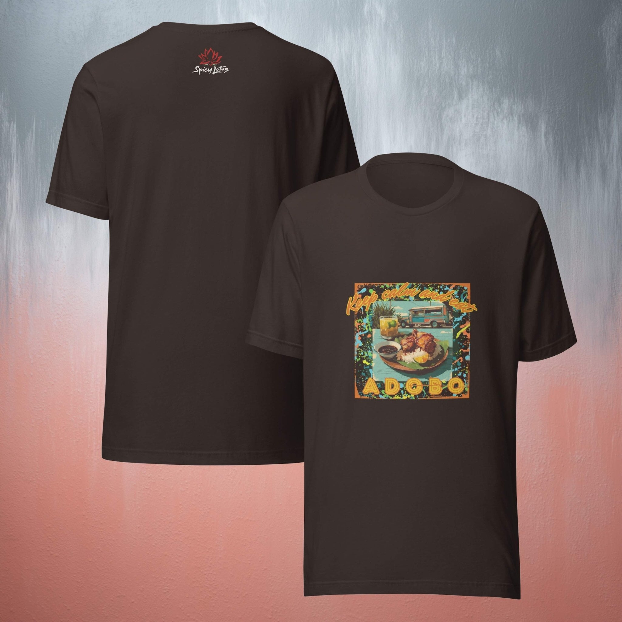 Keep Calm and Eat Adobo ghost t-shirt front/back view unisex fit