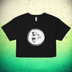 100% combed cotton relaxed fit crop top with ribbed crew neck Flatlay