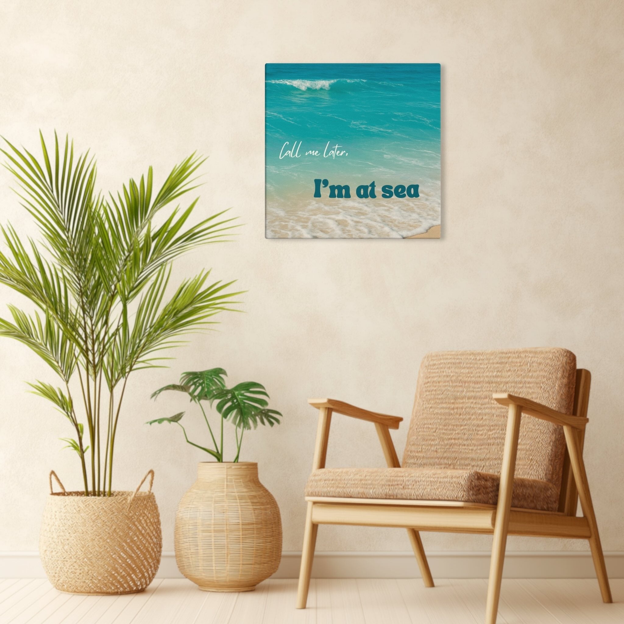 Summer escape beach canvas for coastal or minimalist interiors