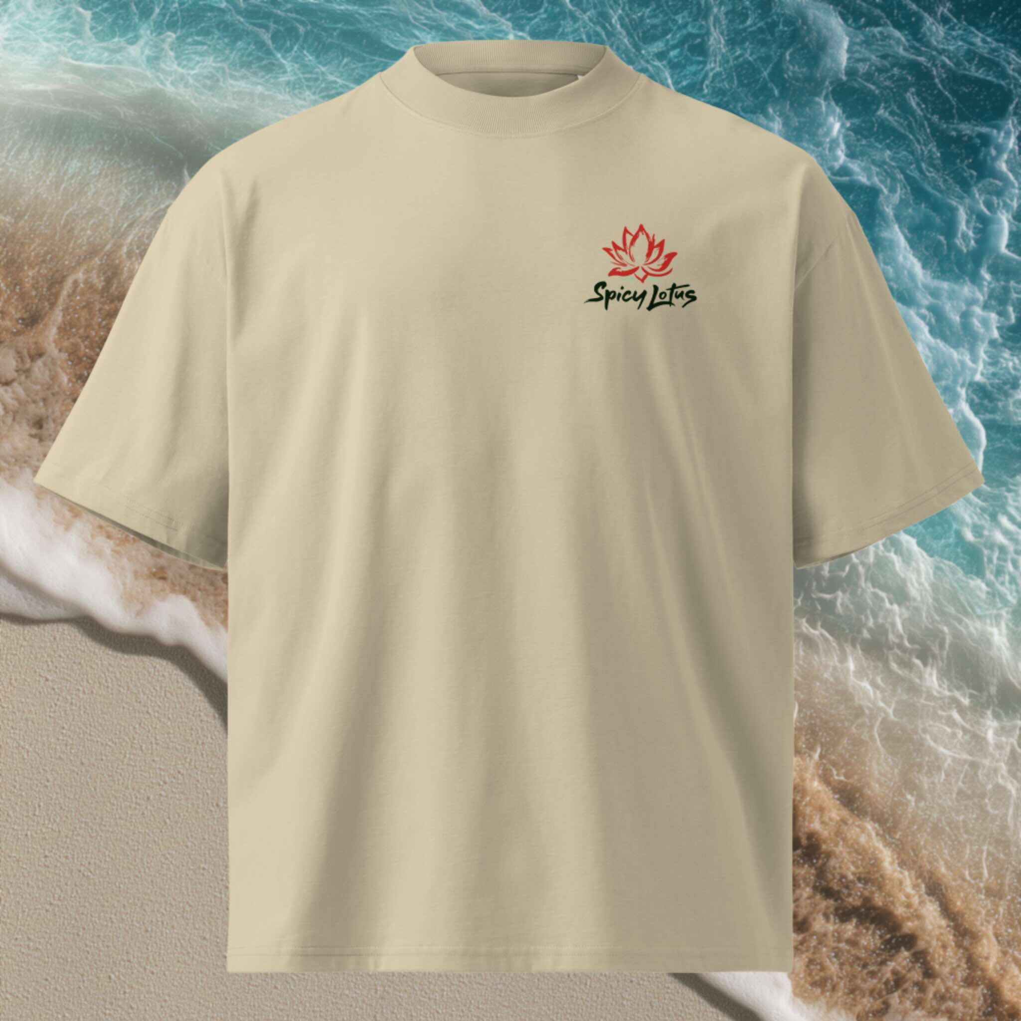 Small left chest logo on Graffiti Reef oversized organic tee