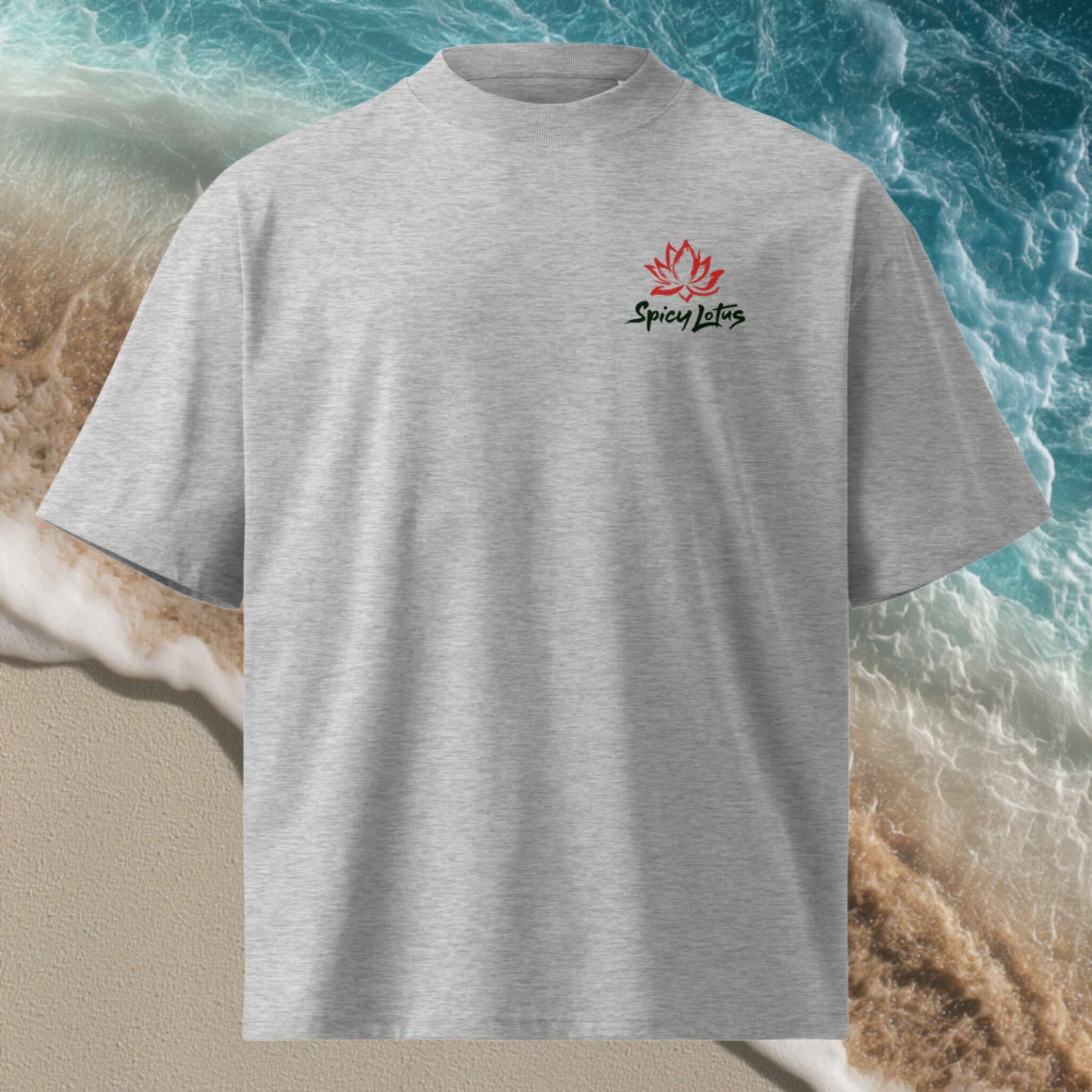Small left chest logo on Graffiti Reef oversized organic tee