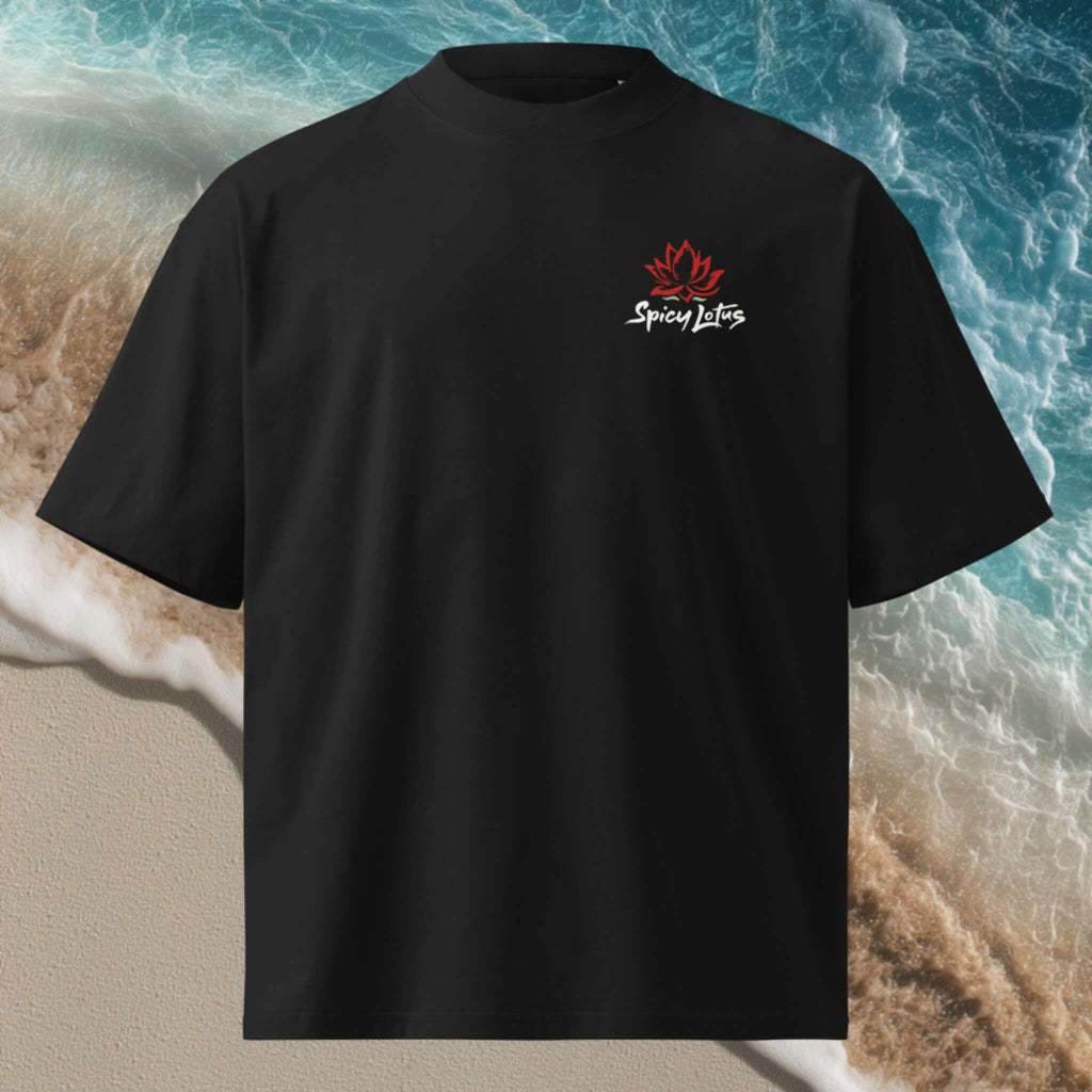 Small left chest logo on Graffiti Reef oversized organic tee