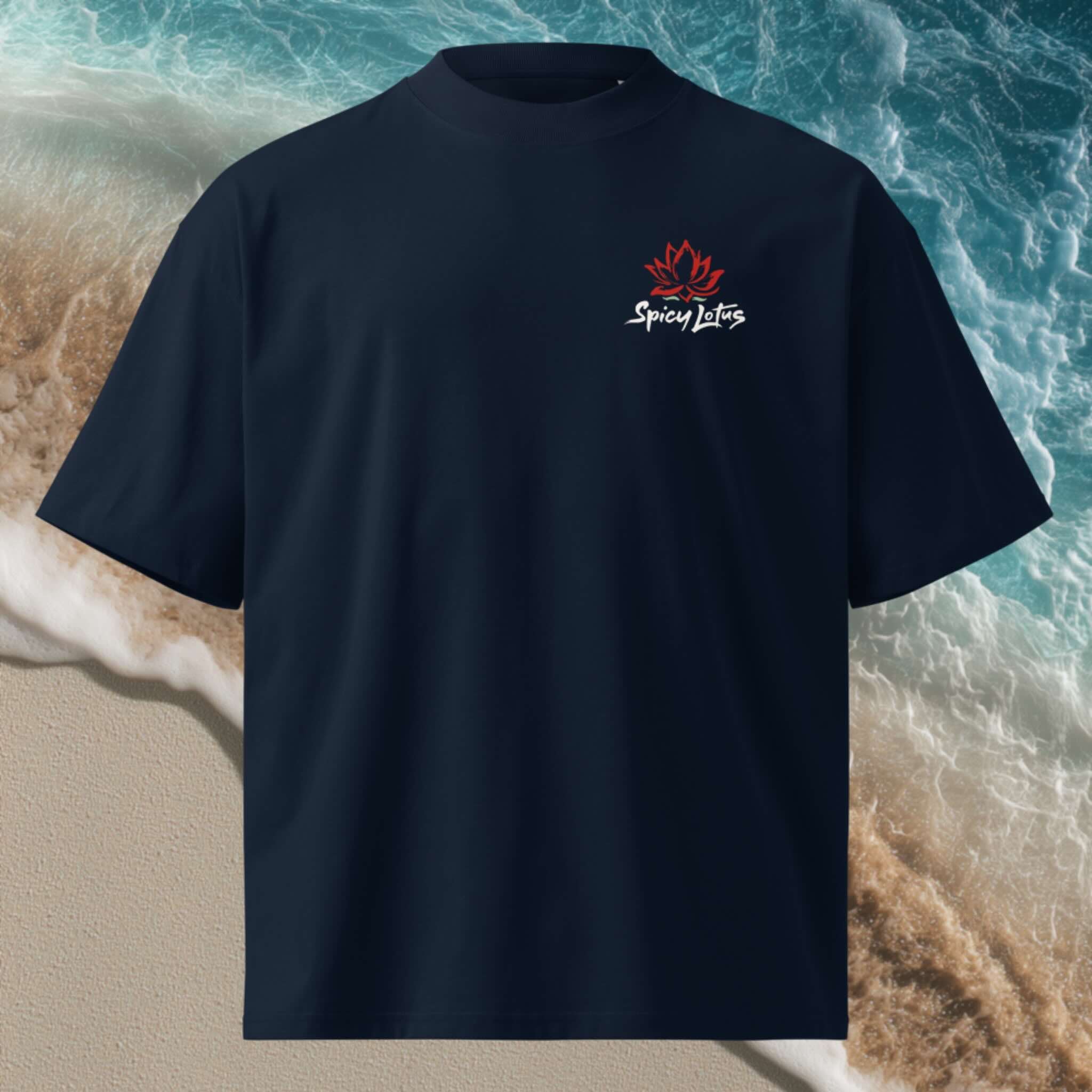 Small left chest logo on Graffiti Reef oversized organic tee