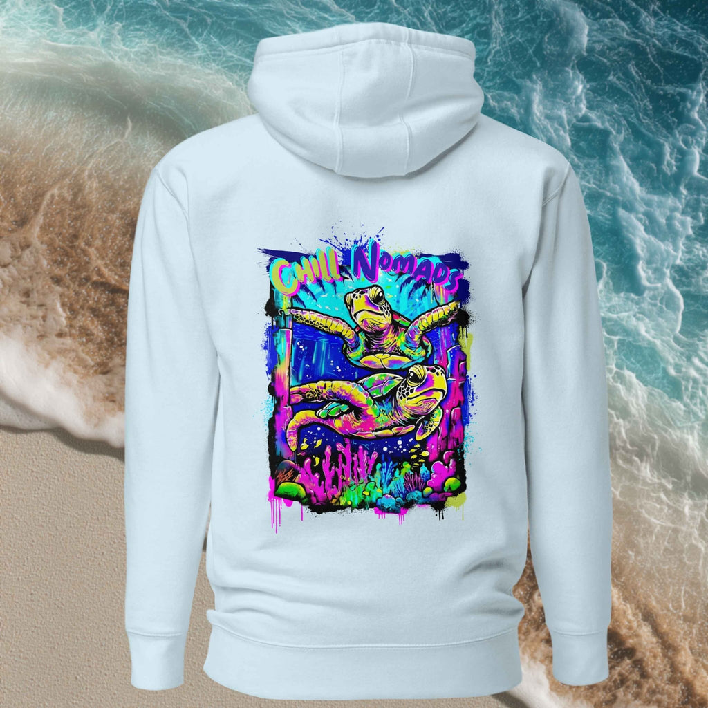 Back design of Chill Nomads Ghost hoodie
