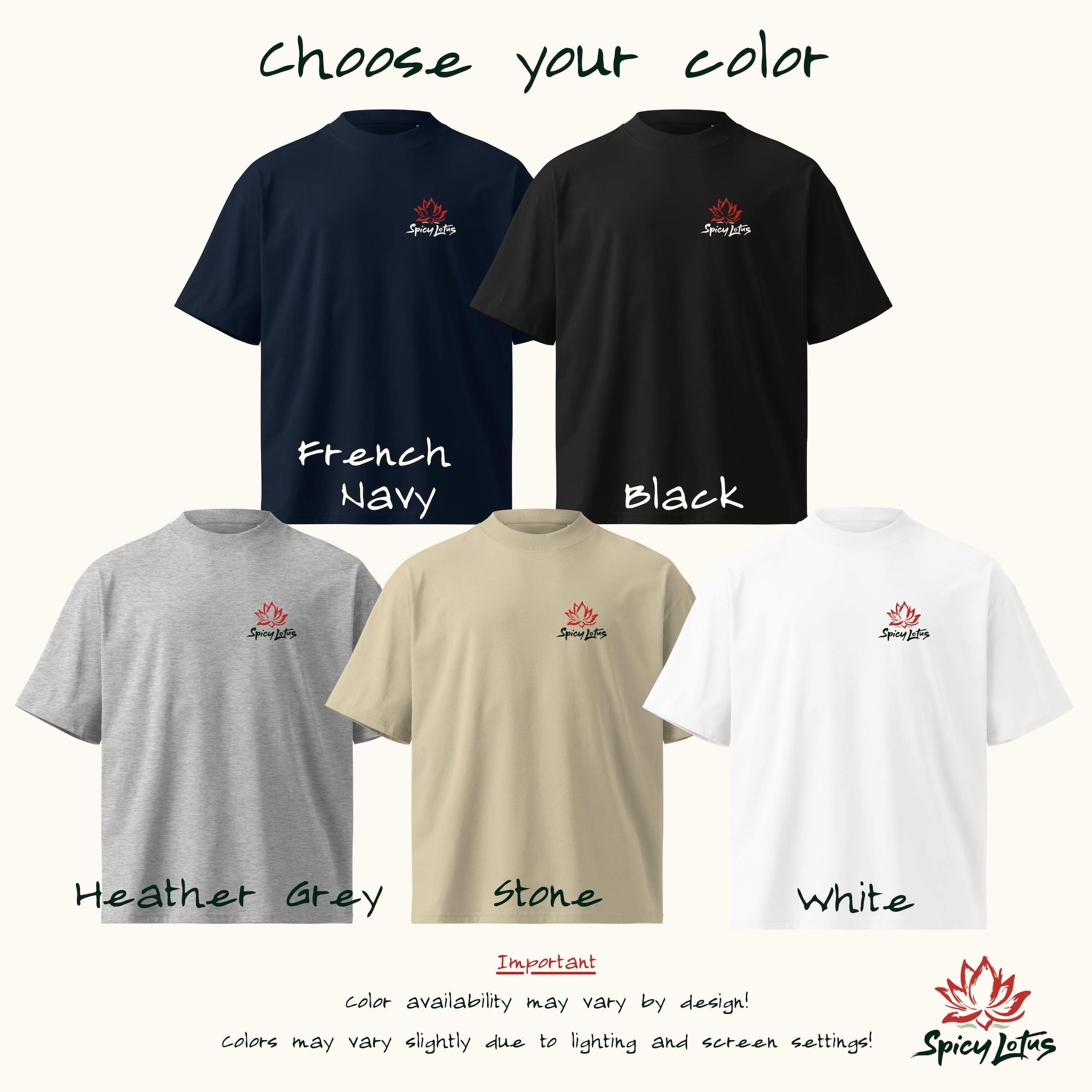 Choose your color Stanley Stella SATU020 oversized organic T-Shirt, palette with all five colors