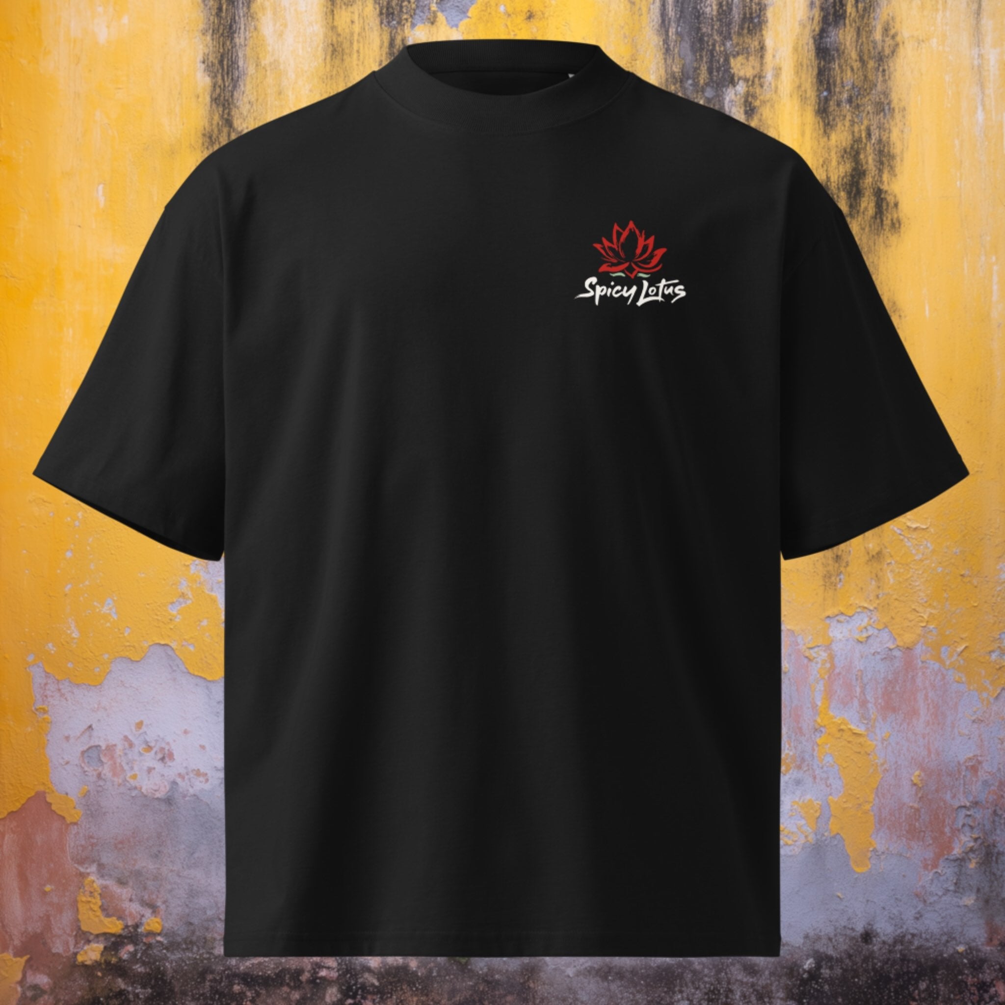 Small left chest logo on What the Pho oversized organic tee