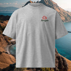 Small left chest logo on Komodo Nights oversized organic tee