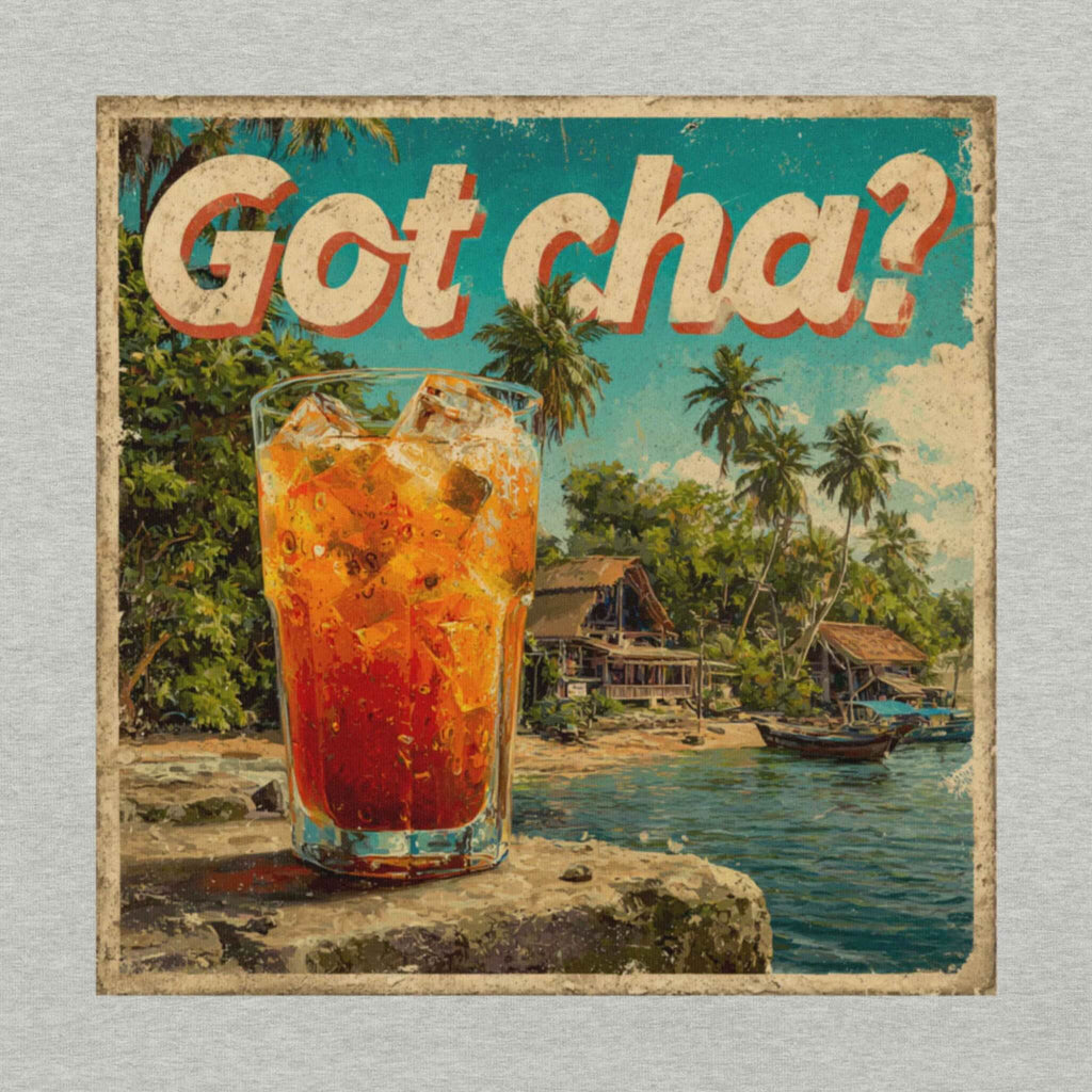 DTG print detail on Got Cha retro travel tee