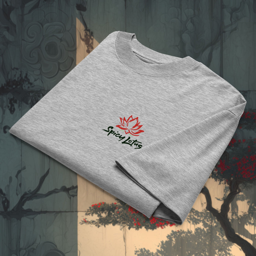 Folded Grab Life by the Rice Ball – Red Fury tee showing chest Logo print