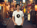 Model wearing Grab Life by the Rice Ball t-shirt in urban street setting
