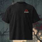 Small left chest logo on Rising Sun oversized organic tee