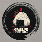 Close-up of bold onigiri red fury graphic on hoodie light color