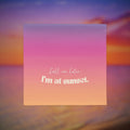 Gradient square pillow case with 'Call me later, I'm at sunset' text