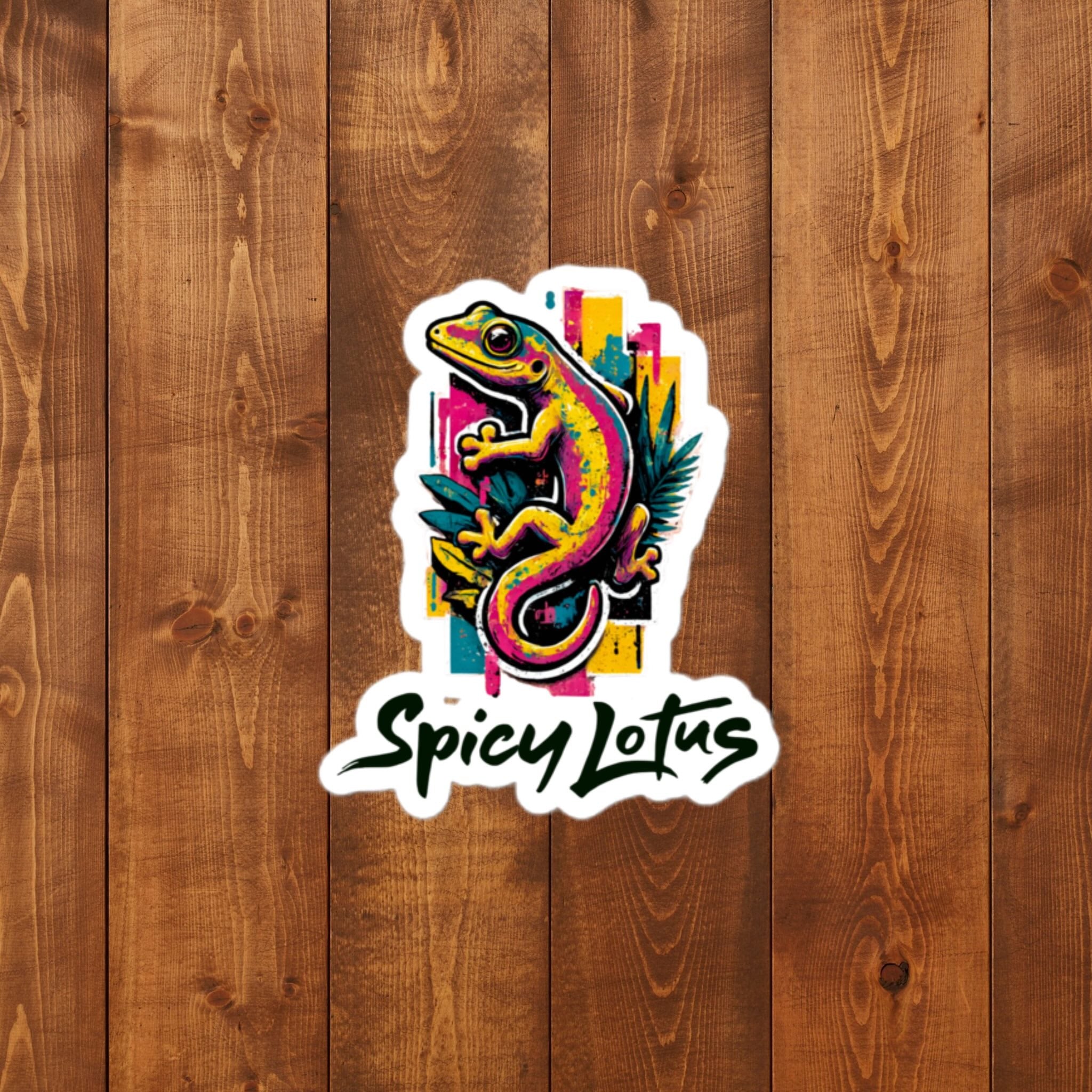 Spicy Lotus Neon Gecko tropical kiss-cut sticker