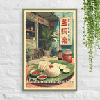 Singapore Hainanese chicken rice street food canvas
