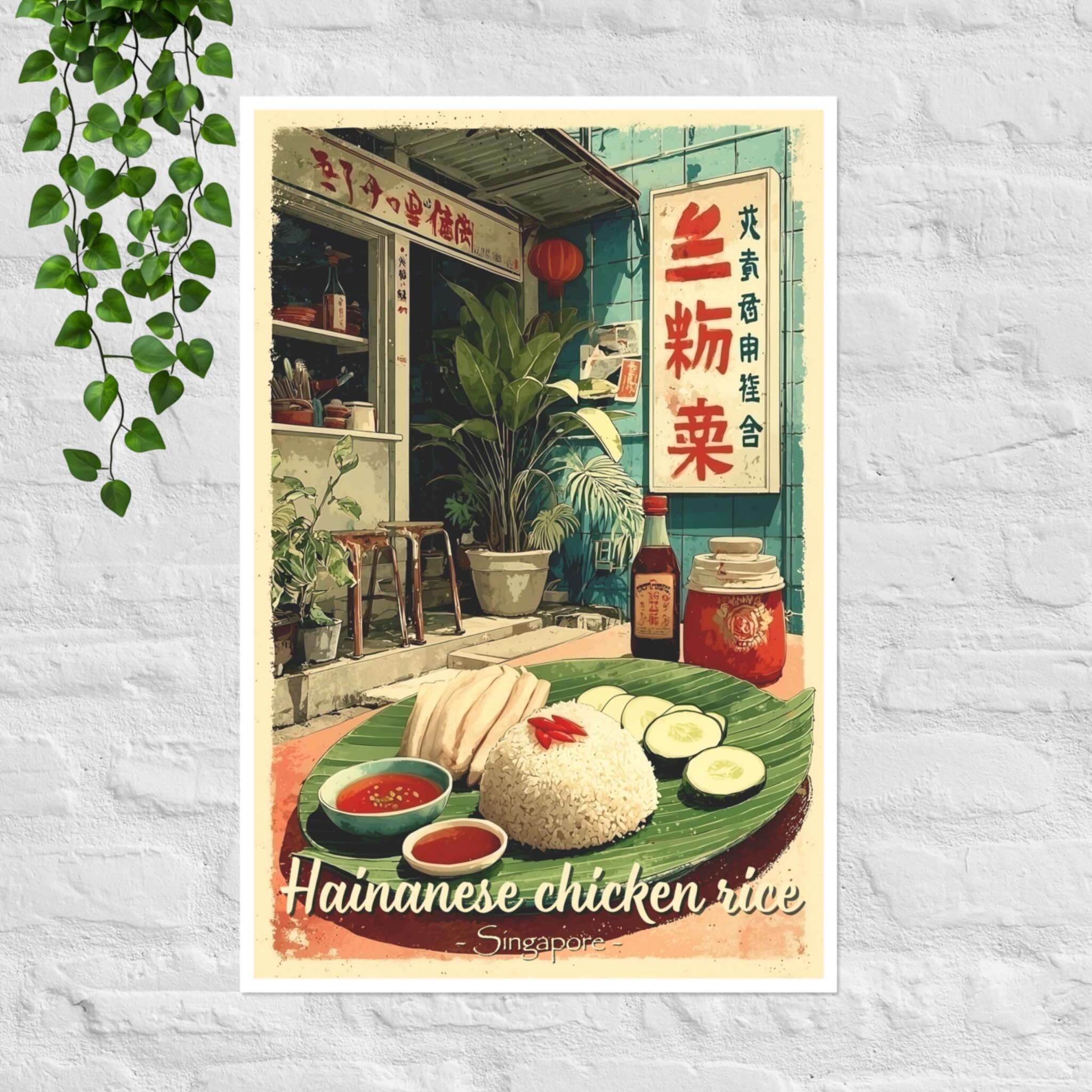 Singapore Hainanese chicken rice street food poster
