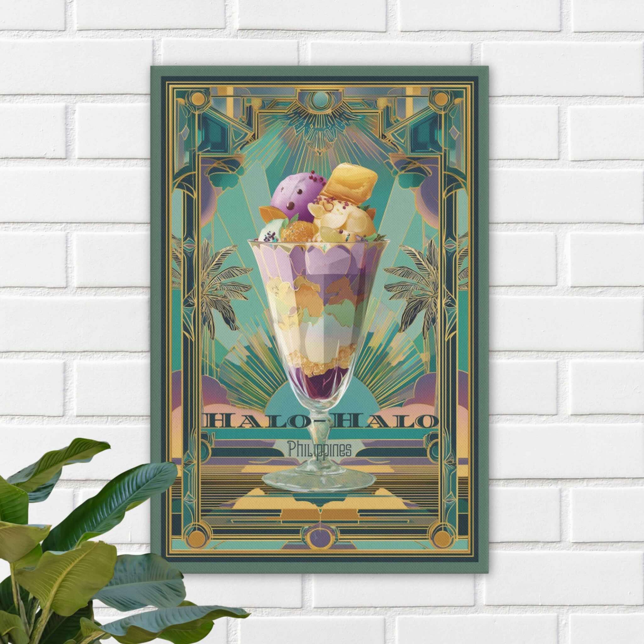 Filipino Halo-Halo dessert canvas with Art Deco accents