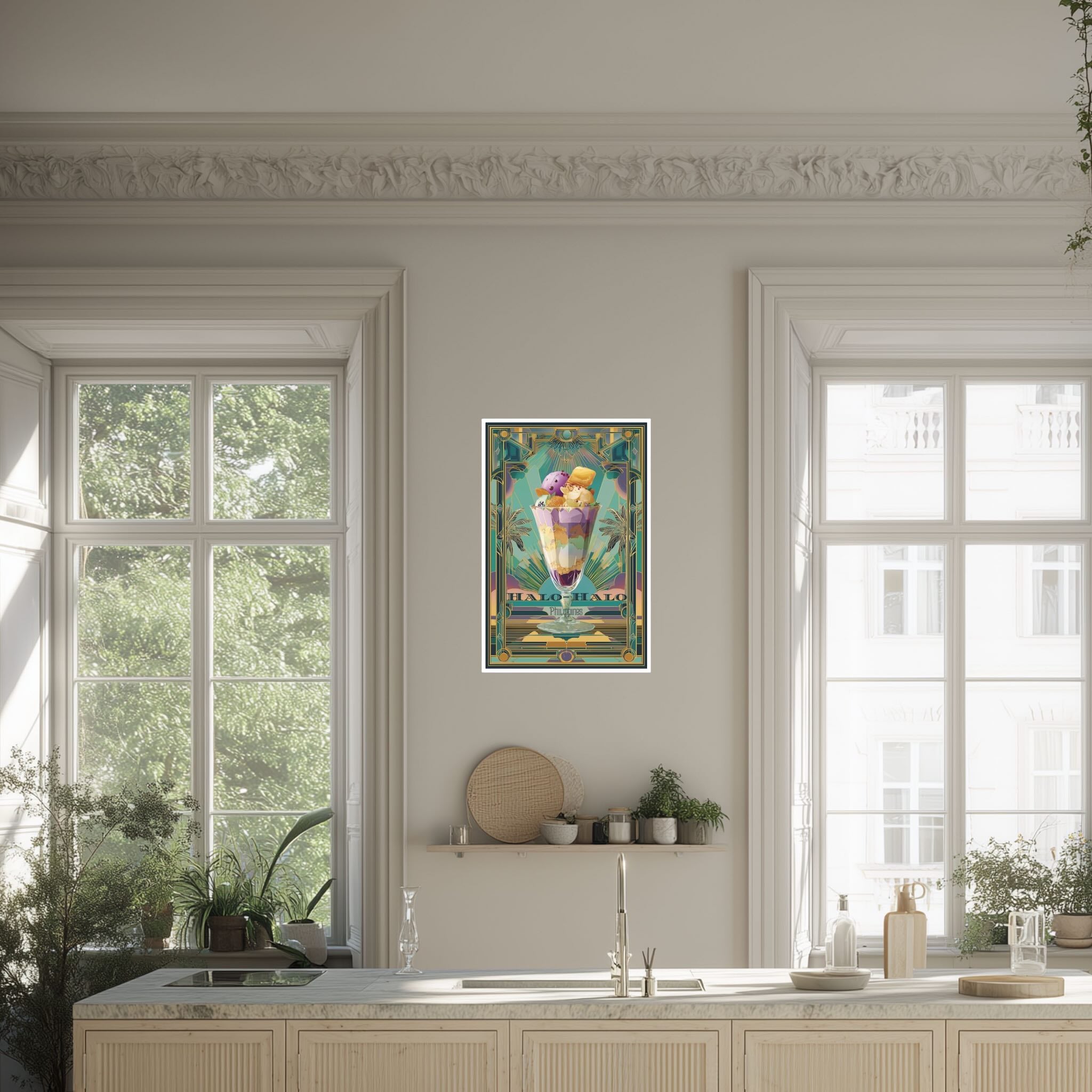 Luxury Filipino dessert wall art in kitchen