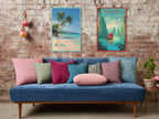 Two travel canvas from Vietnam on living room wall