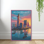 Saigon urban cityscape illustration canvas standing