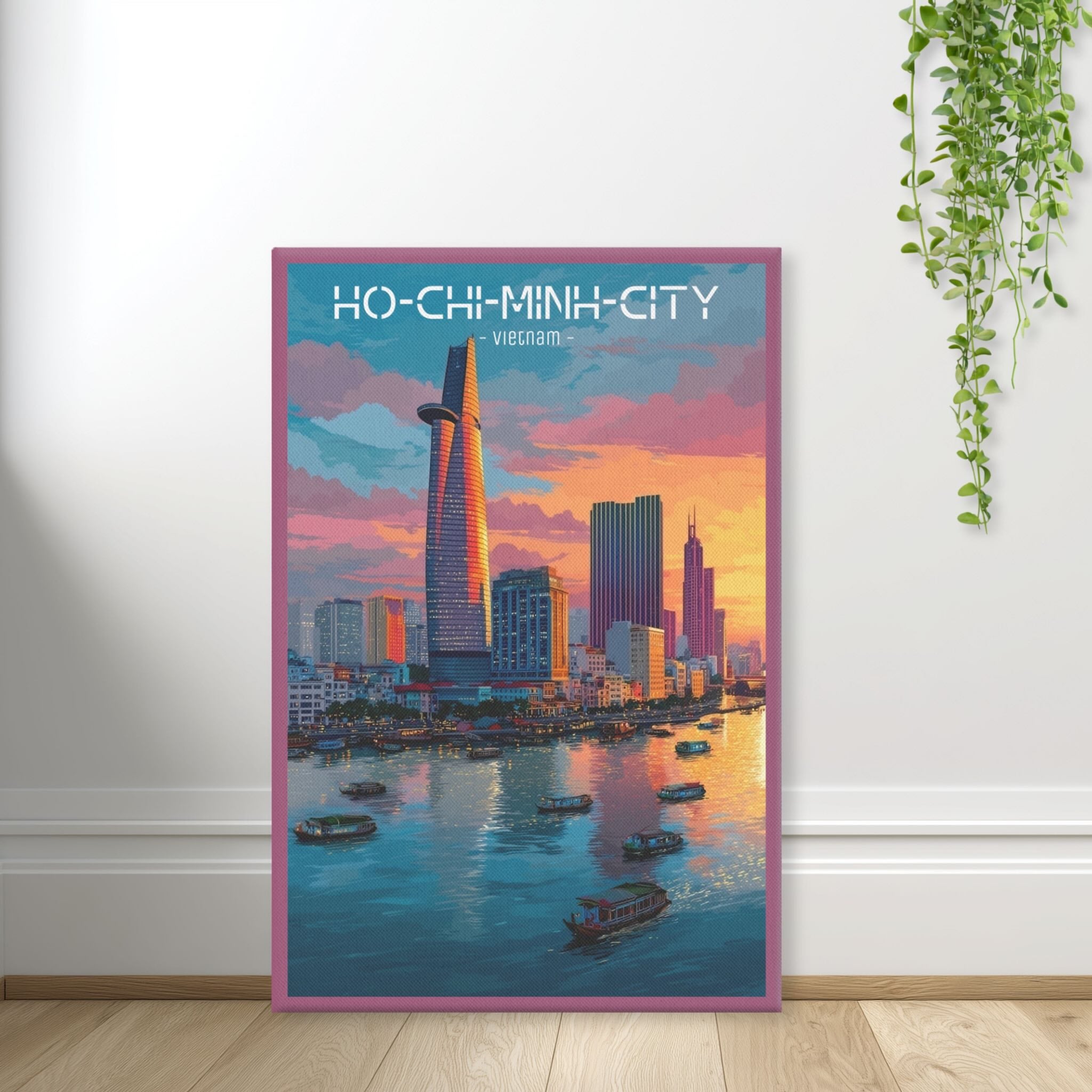 Saigon urban cityscape illustration canvas standing