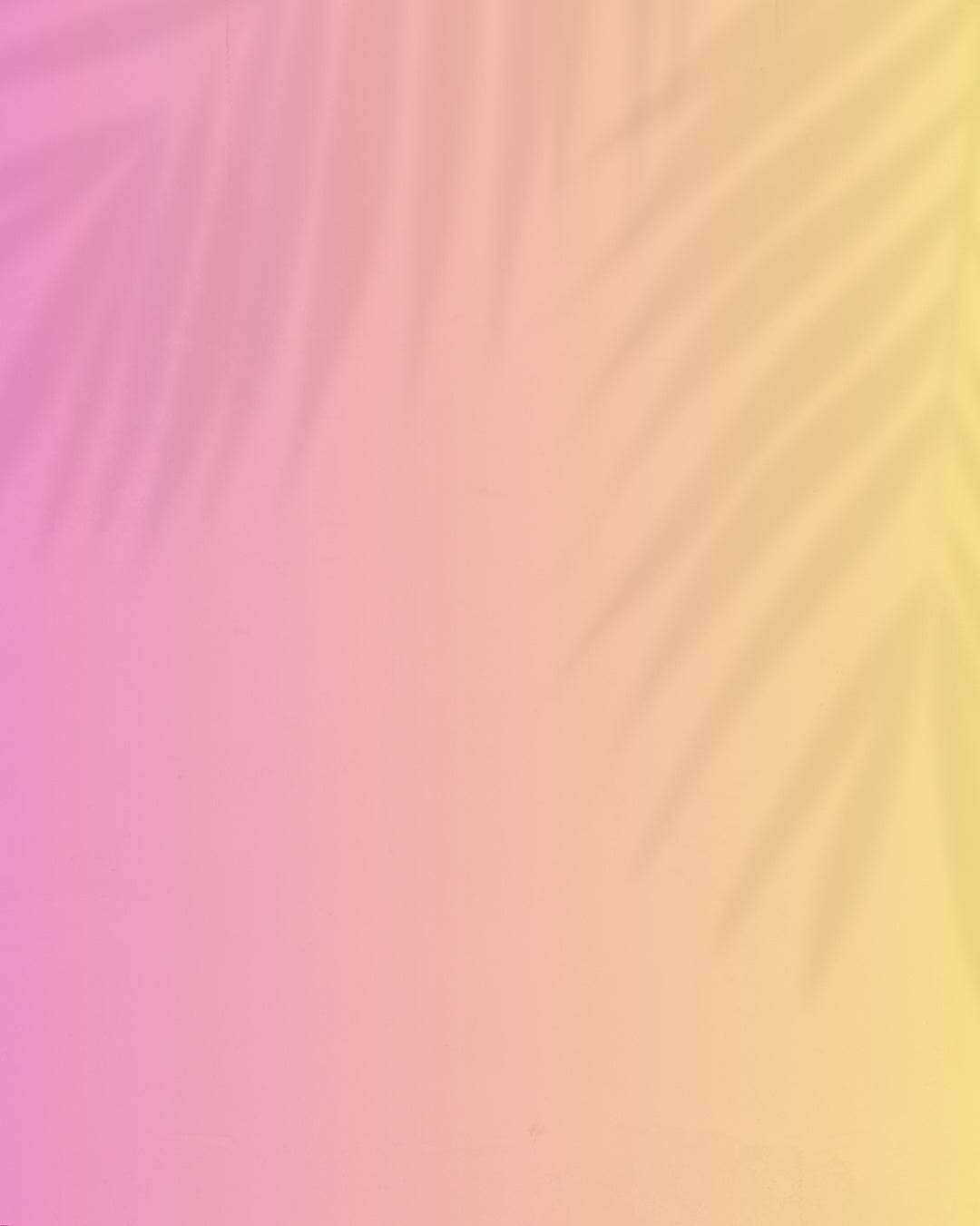 Gradient background transitioning from pink to yellow with subtle tropical shadows