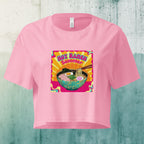 Dropped shoulder and cropped hem detail on playful ramen crop top Ghost
