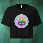 100% combed cotton relaxed fit pastel Ghost crop top with ribbed crew neck