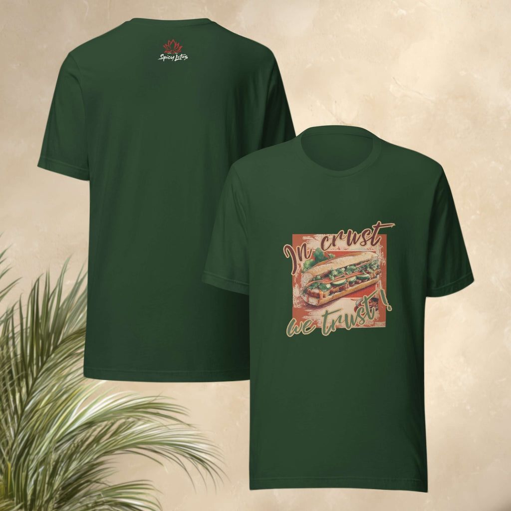Front/Back view of In Crust We Trust graphic ghost t-shirt