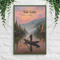 Inle Lake water village poster at sunset with one-leg rower