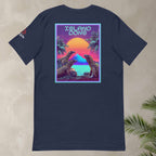 Navy blue t-shirt with a colorful graphic of two Komodo dragons and 'Island Dons' text on a beige background.