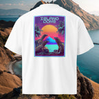 DTG backprint 100% organic combed cotton high-neck oversized tee with soft, breathable fabric