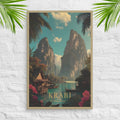Krabi Paradise art poster with limestone cliffs and turquoise waters