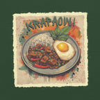 DTG print detail on Krapaow Thai food graphic tee