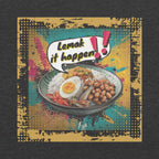 DTG print texture on Lemak It Happen pop art tee